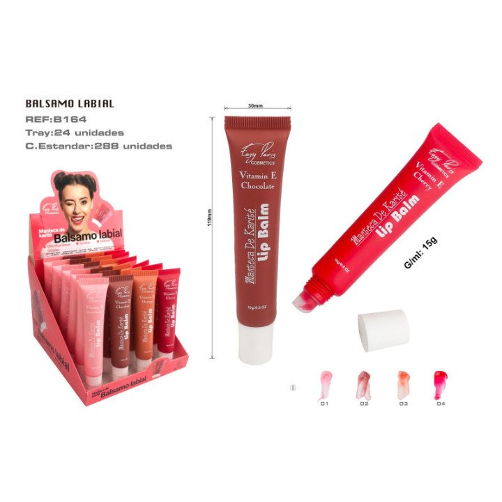 B164-01 : BALSAMO LABIAL C/MANTECA KARITE 24/U 288/C