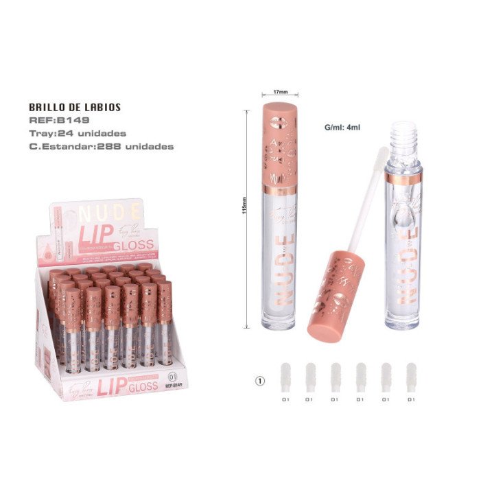 B149-01 : LIP GLOSS NUDE C/ ACEITE ROSA MOSQUETA 24/U 288/C