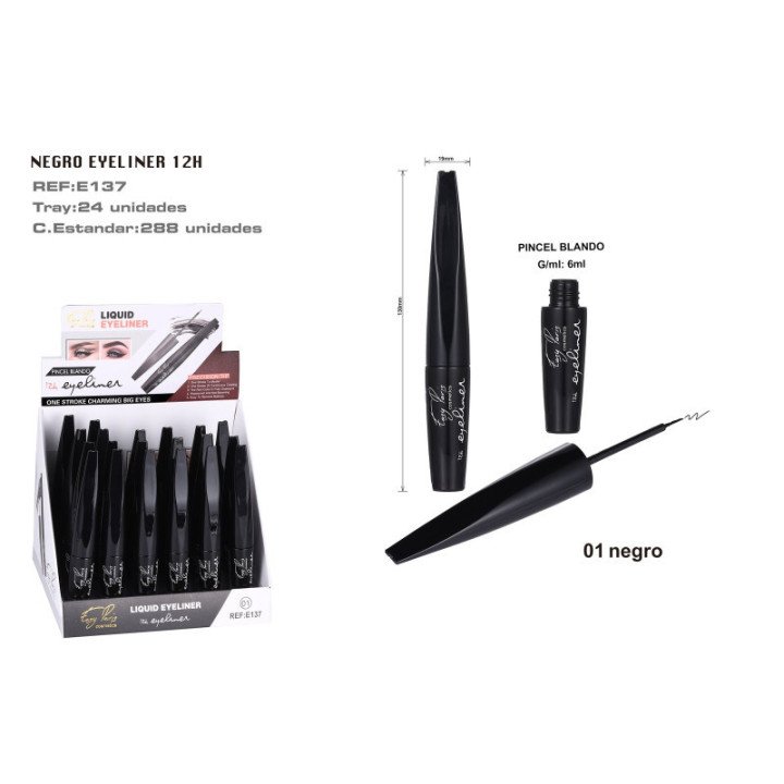 E137-01 : EYELINER 12H PINCEL BLANDO 24/U 288/U