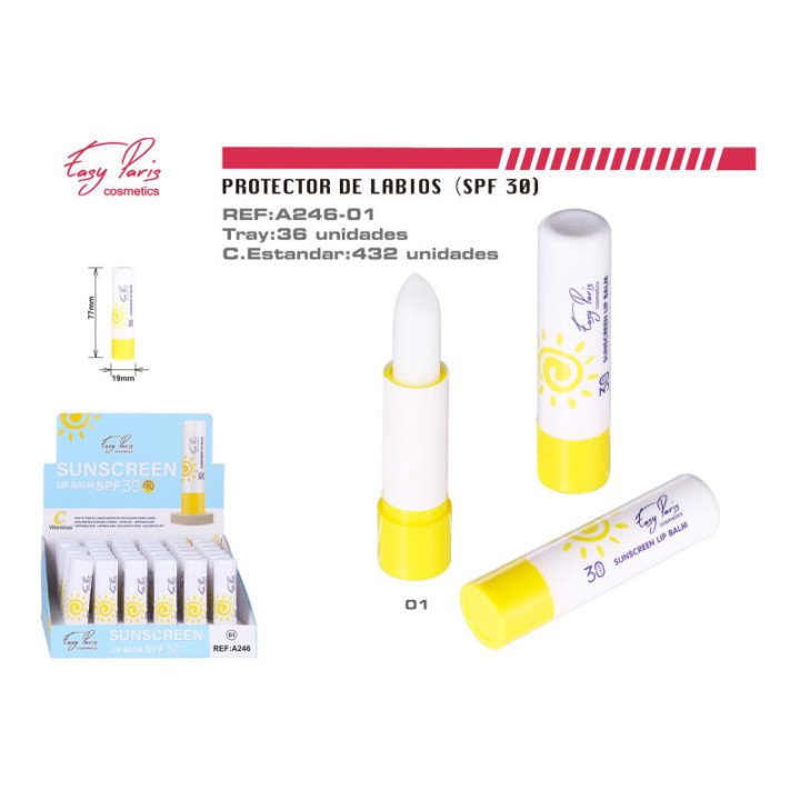 A246-01 : PROTECTOR LABIAL C/PROTECCION SOLAR 36/U 432/C