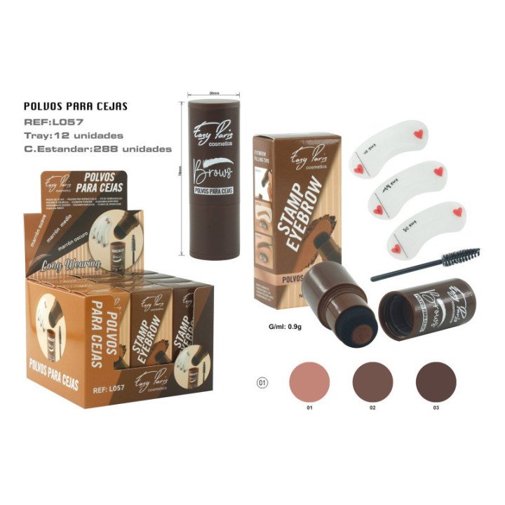 L057-01 : STAMP EYEBROW POLVO DE CEJAS 3 COLORS 288/C