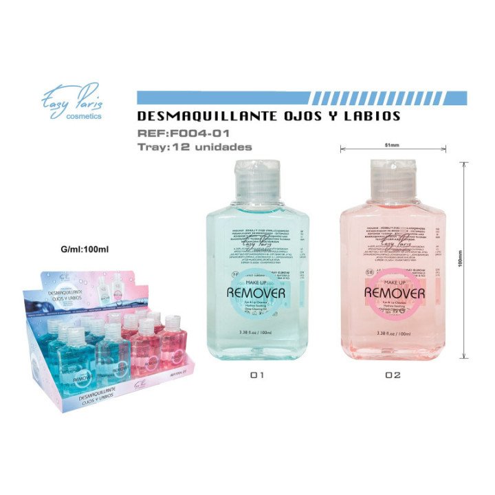 F004-01 : DESMAQUILLANTE OJOS Y LABIOS 12/U 144/C