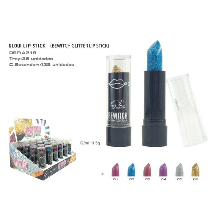 A219-01 : BARRA DE LABIOS C/GLITTER 288/U