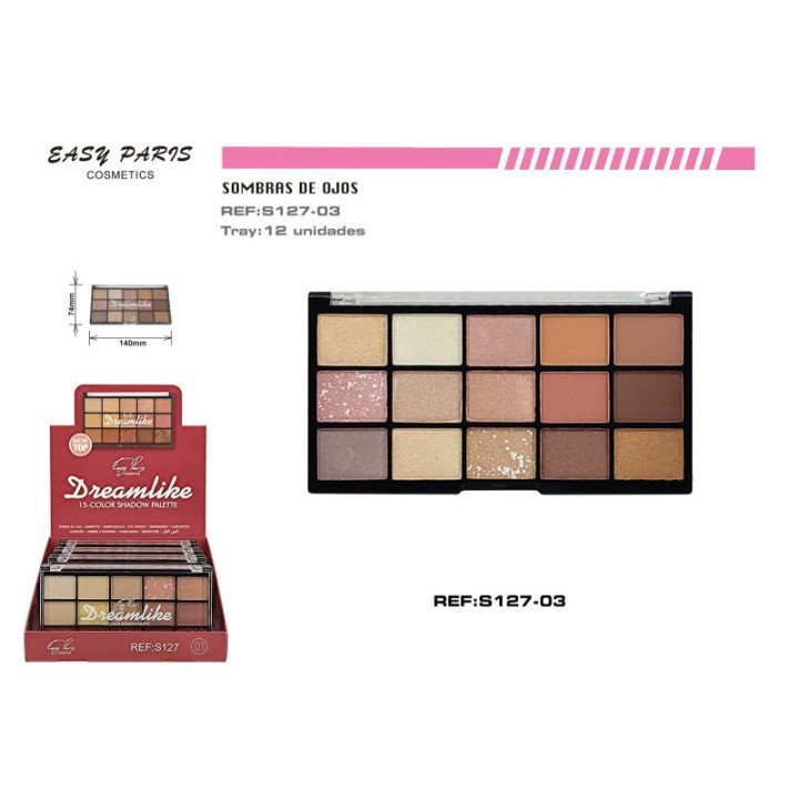 S127-03 : PALETA S.DE OJOS 15COLORS 12/U