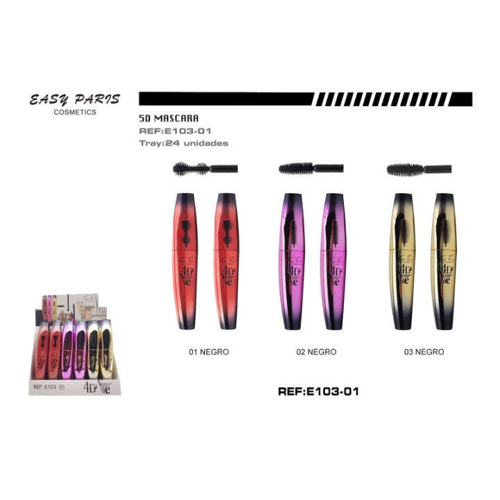 E103-01 : MASCARAS PESTAÑAS NEG.4D VOLUME 3 MODELOS 24/U 288/C