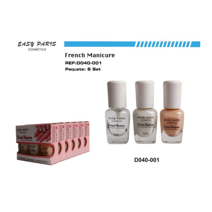 D040-001 : KIT LACA DE UÑAS MANICURA FRANCESA 6/U 240/U
