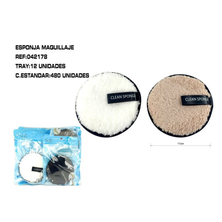 042178 : ESPONJA DESMAQUILLAJE 11CM 12/U 480/C