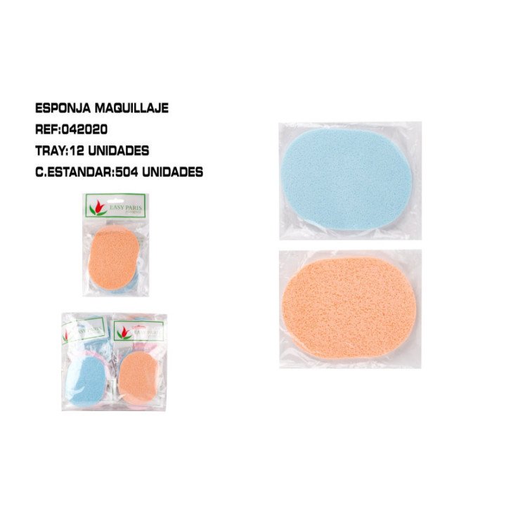 042020 : PACK 2U ESPONJA DESMAQUILLAJE OVAL 12/U