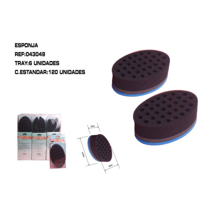 043049 : ESPONJA DE RIZOS OVALADA 6/U