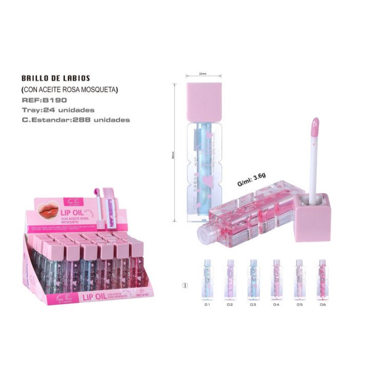 B190-01 : BRILLO DE LABIOS HIDRA C/ROSA MOSQUETA OIL 288/U