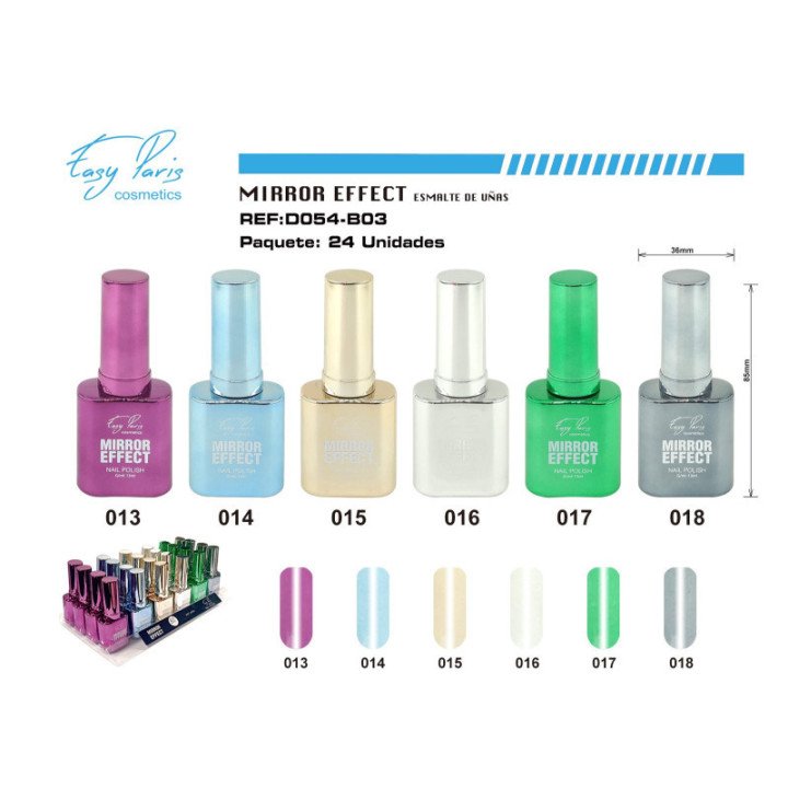 D054-B03 : LACA DE UÑAS EFECTO ESPEJO 24/U 288/U