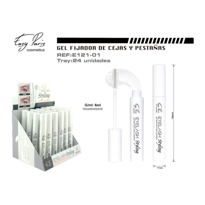 E121-01 : MASCARA GEL FIJADOR PESTAÑAS/CEJAS 24/U 288/C