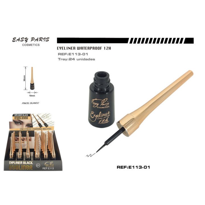 E113-01 : EYELINER NGR.WATERPROOF 12H PINCEL BLANDO 24/B 288/C