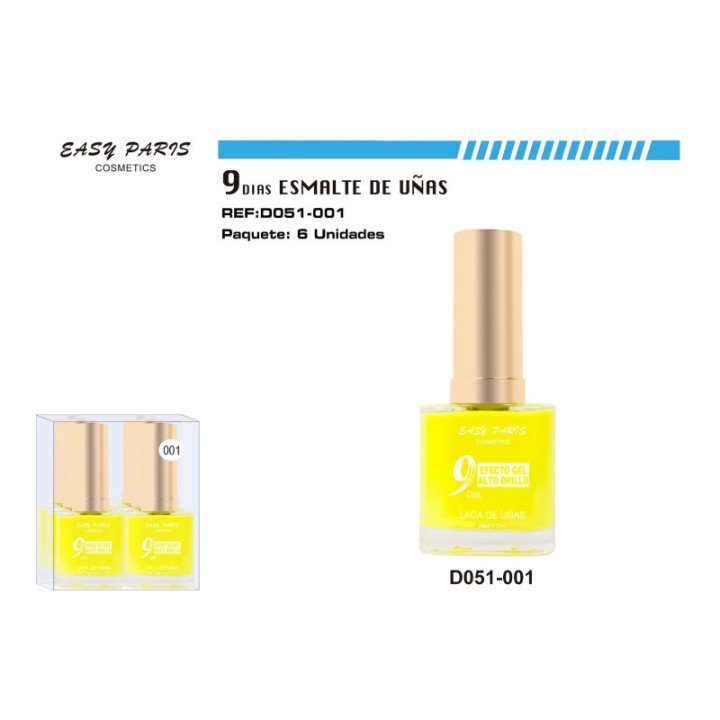 D051-001 : LACA DE UÑAS 9 DIAS AMARILLO FLU.144/U