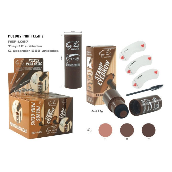 L057-01 : STAMP EYEBROW POLVO DE CEJAS 3 COLORS 288/C