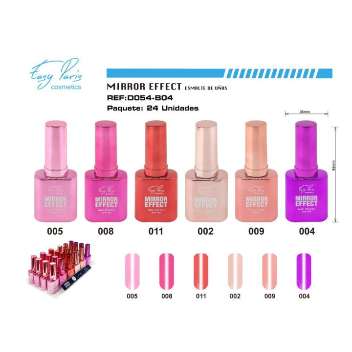 D054-B04 : LACA DE UÑAS EFECTO ESPEJO 24/U 288/U