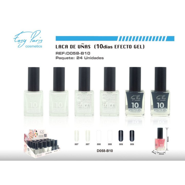D058-B10 : LACA DE UÑAS ALTO BRILLO 10D 24/U 288/C