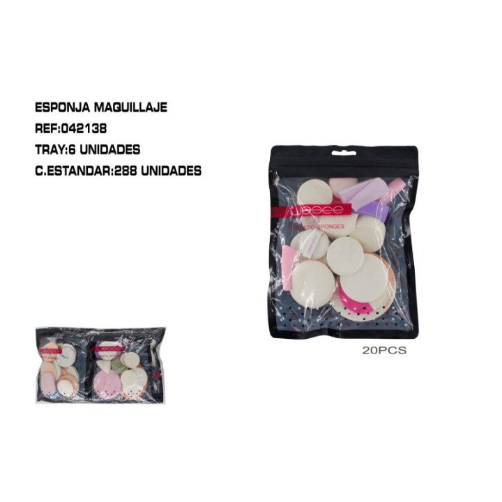042138 : JGO.20 ESPONJAS MAQUILLAR 6/U 288/C