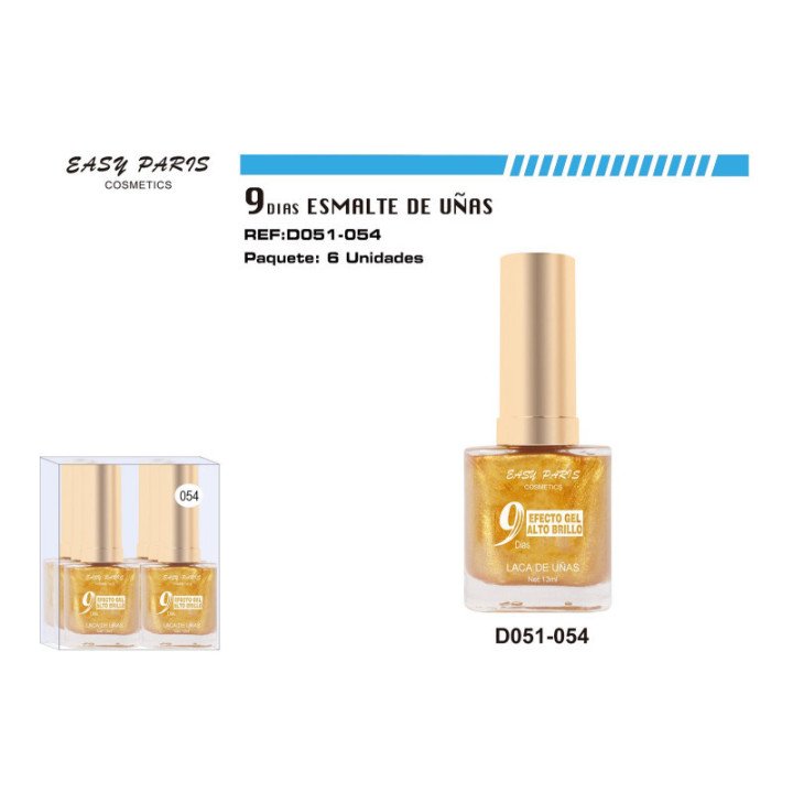 D051-054 : LACA DE UÑAS 9 DIAS GOLD 144/U
