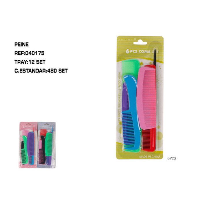 040175 : JUEGO 6 PIEZAS DE PEINES 12/U 480/C