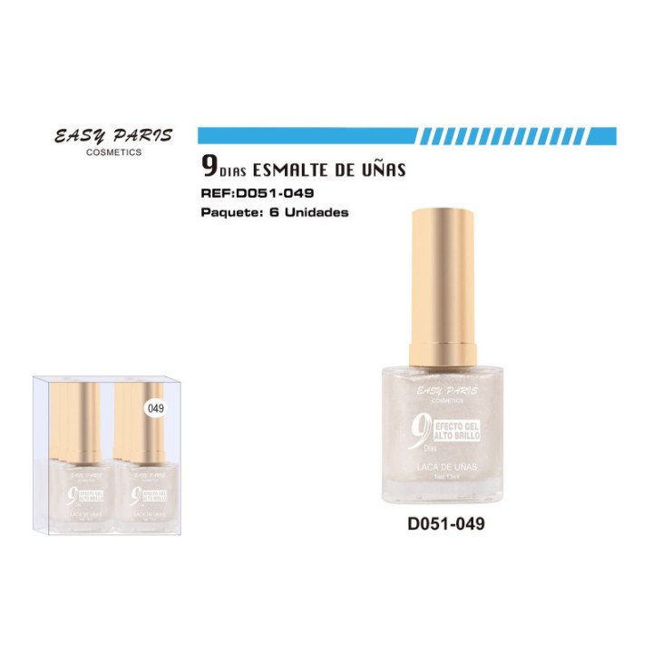 D051-049 : LACA DE UÑAS 9 DIAS BLANC PERLA 6/U 144/U