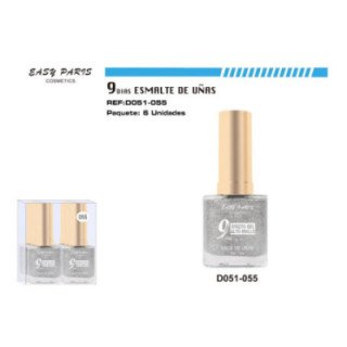 D051-055 : LACA DE UÑAS 9 DIAS GLITTER PLATEA 6/U 144/U