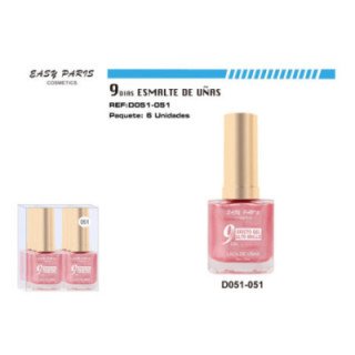 D051-051 : LACA DE UÑAS 9 DIAS ROSA PERLA 6/U