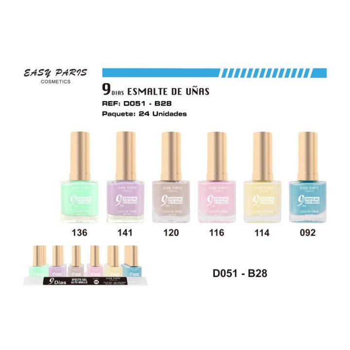 D051-B28 : LACA DE UÑAS 9 DIAS 24/U 288/U
