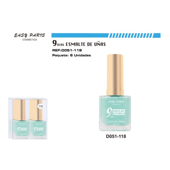 D051-118 : LACA DE UÑAS 9 DIAS BLUE 6/U 144/U