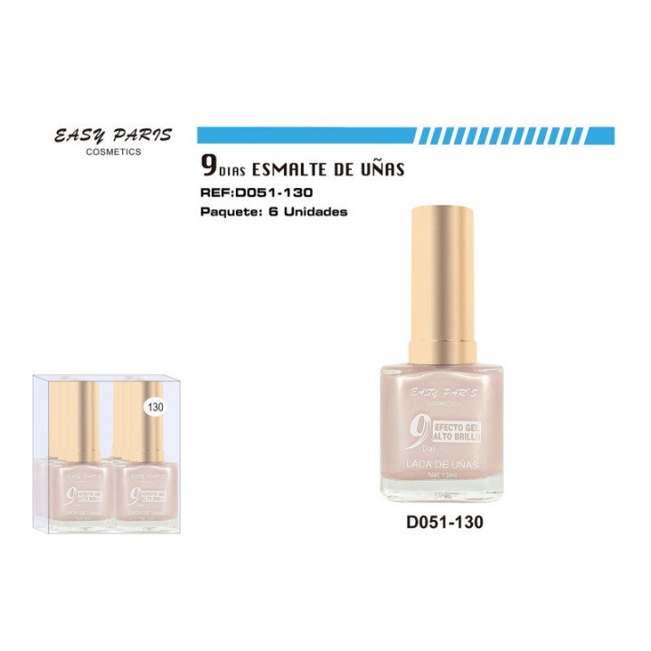 D051-130 : LACA DE UÑAS 9 DIAS PINK PERLA 144/U