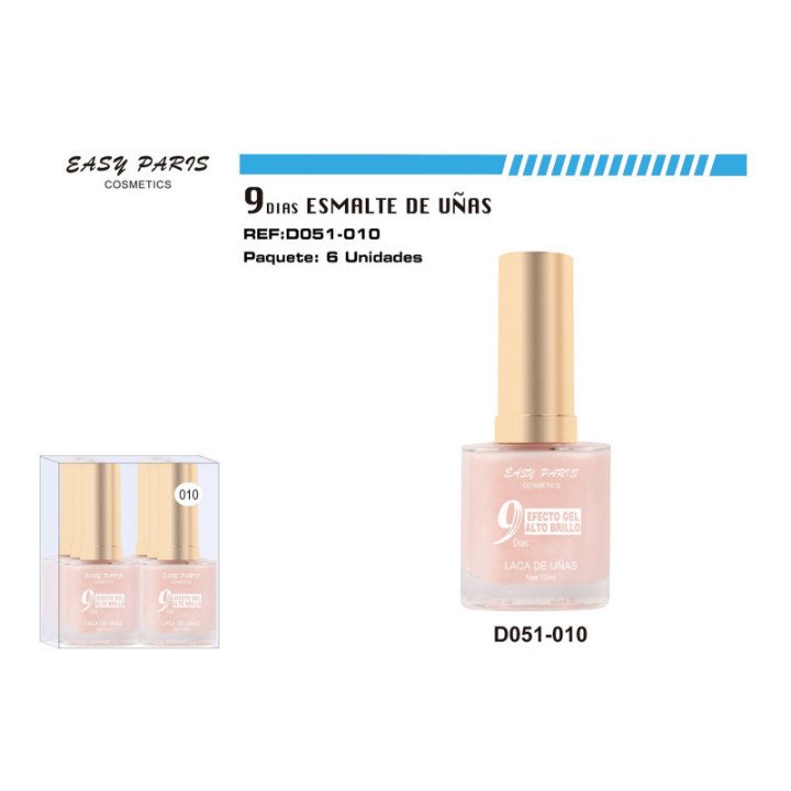 D051-010 : LACA DE UÑAS 9 DIAS ROSA SUAVE 144/U
