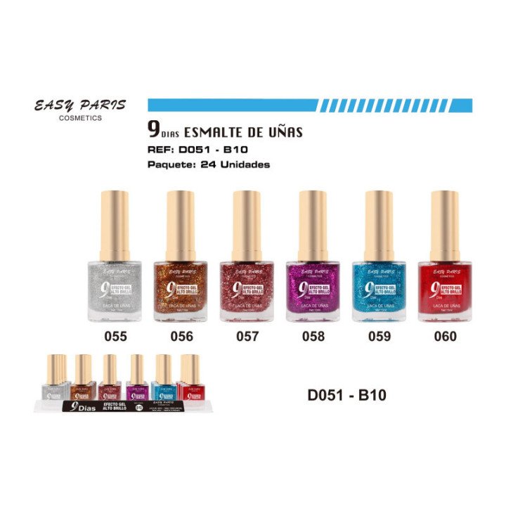 D051-B10 : LACA DE UÑAS 9 DIAS GLITTER 288/U