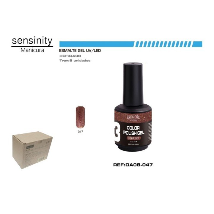 DA08-047 : ESMALTE GEL MOCHA GLITTER UV/LED USO PROFESIONAL