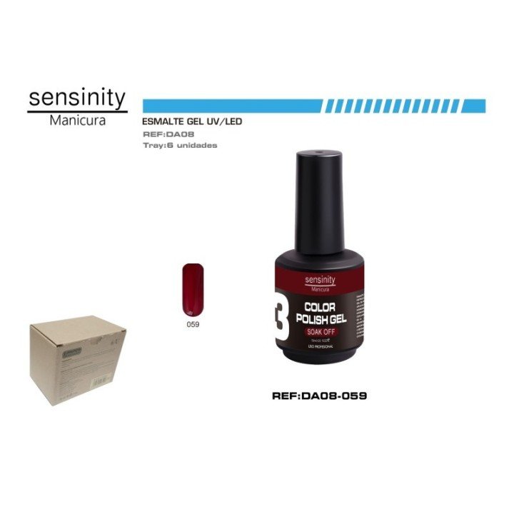 DA08-059 : ESMALTE GEL ROJO GRANATE UV/LED USO PROFESIONAL