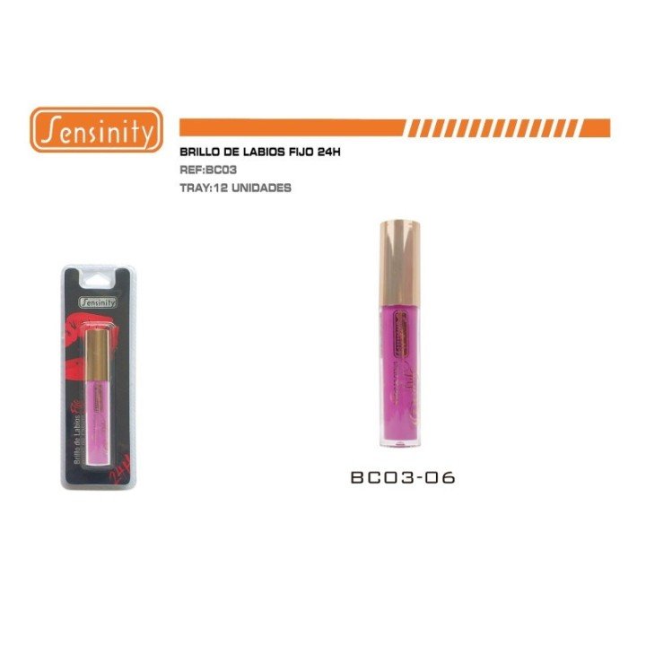 BC03-06 : BRILLO DE LABIOS FIJO 24H SENSINITY 12/U 144/U