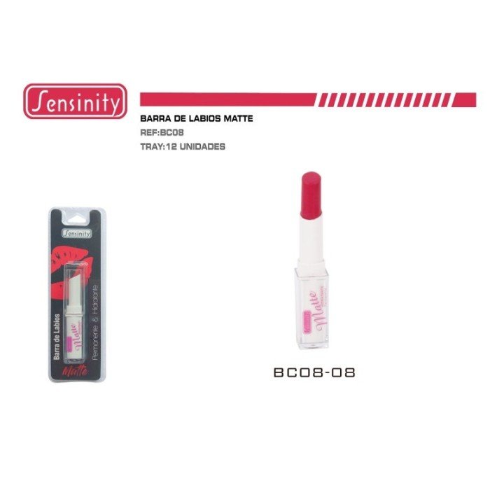 BC08-08 : BARRA DE LABIOS MATTE HIDRATANTE 12/U 144/U
